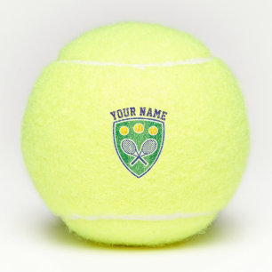 Persoonlijke monogram naam en geel logo tennisballen
