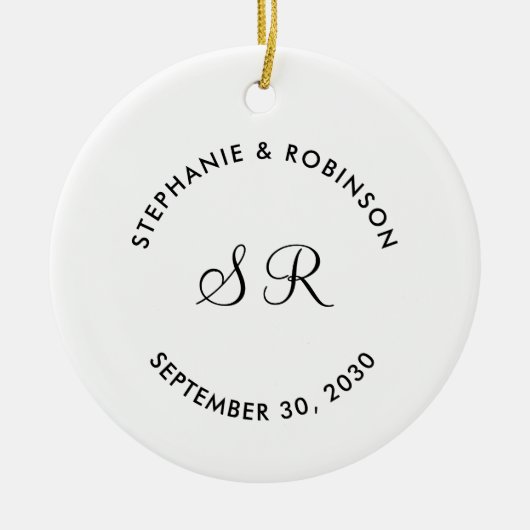 Persoonlijke Monogram Naam Trouw  Keramisch Ornament (Voorkant)