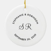 Persoonlijke Monogram Naam Trouw  Keramisch Ornament (Achterkant)