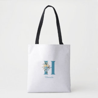 Persoonlijke Monogram Tote Tas Bloem Initialen Tas