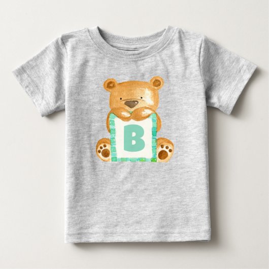 Persoonlijke monogram waterverf teddybeer (Voorkant)