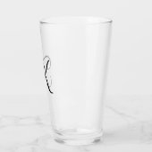 Persoonlijke Monogram Zwarte Script Drinkbeker  Glas (Links)
