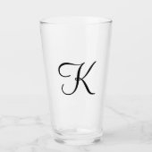 Persoonlijke Monogram Zwarte Script Drinkglazen Glas (Voorkant)
