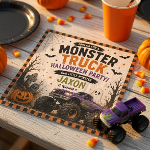 Persoonlijke Monster Truck Halloween Verjaardag Servet