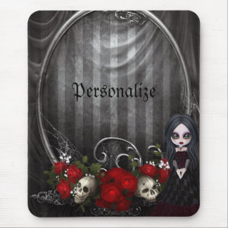 Persoonlijke mousepad - Gothic meisje, schedels en Muismat
