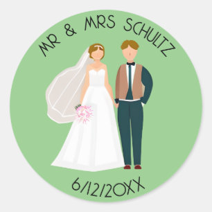 Persoonlijke Mr en Mrs Bruid en Bruidegom Ronde Sticker