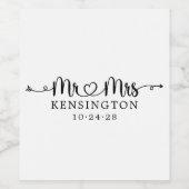 Persoonlijke Mr Mrs Script Typografie Trouwdag Wijn Etiket (Enkel label)