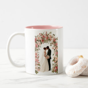 Persoonlijke Mr & Mrs Trouwmok - Aangepaste Bloeme Tweekleurige Koffiemok