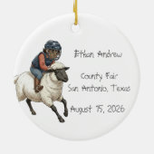 Persoonlijke Mutton Bustin Rodeo Jongen  Keramisch Ornament (Achterkant)