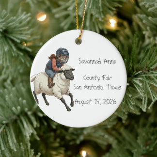 Persoonlijke Mutton Bustin Rodeo Meisjes Keramisch Ornament