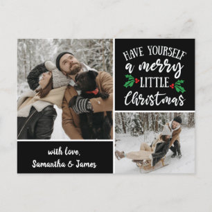 Persoonlijke Naam 2 Foto Collage Kerstmis Briefkaart