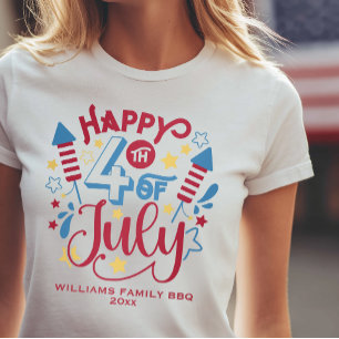 Persoonlijke naam 4 juli t-shirt