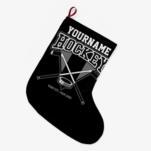 Persoonlijke NAAM Aangepaste PC-ploeg voor Hockey Grote Kerstsok (Voorkant (Hangend))