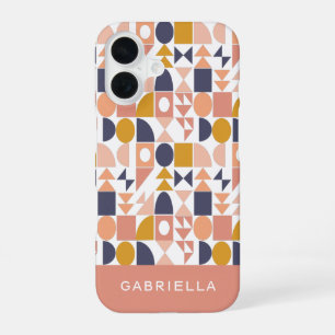Persoonlijke naam aardse geometrische boho stijlvo iPhone 16 hoesje