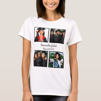 Persoonlijke naam Afstuderen 4 Foto Collage T-shirt