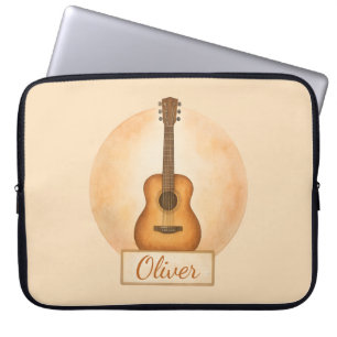 Persoonlijke naam akoestische gitaar voor muziekli laptop sleeve