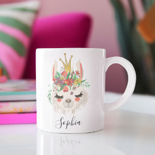 Persoonlijke naam alpaca cadeau, Cute lama gezicht Koffiemok