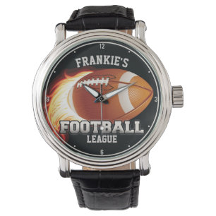 Persoonlijke NAAM American Football Flames Sports Horloge