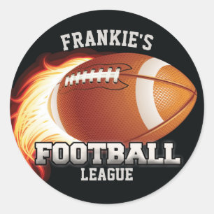 Persoonlijke NAAM American Football Flames Sports Ronde Sticker