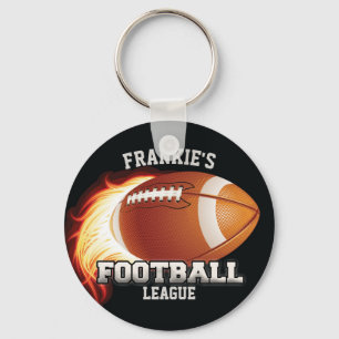 Persoonlijke NAAM American Football Flames Sports Sleutelhanger