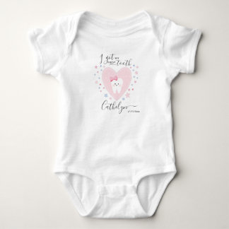 Persoonlijke naam Baby Girl First Tooth Outfit Romper