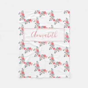Persoonlijke naam baby meisje met mandje fleece deken