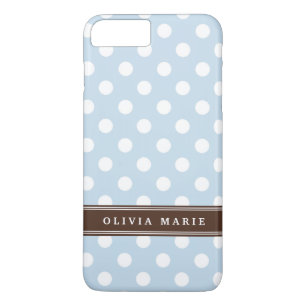 Persoonlijke naam Babyblauw poka Putten Patroon iPhone 8 Plus / 7 Plus Hoesje