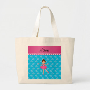 Persoonlijke naam ballerina sky blue bells grote tote bag