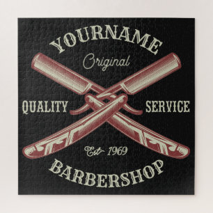 Persoonlijke naam Barber Straight Razor Barbershop Legpuzzel