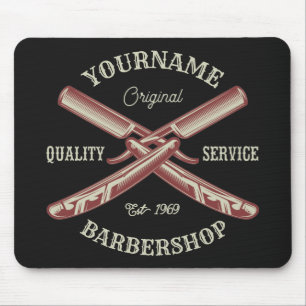 Persoonlijke naam Barber Straight Razor Barbershop Muismat