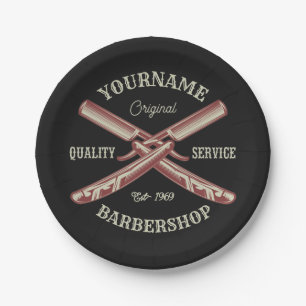 Persoonlijke naam Barber Straight Razor Barbershop Papieren Bordje