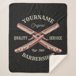 Persoonlijke naam Barber Straight Razor Barbershop Sherpa Deken