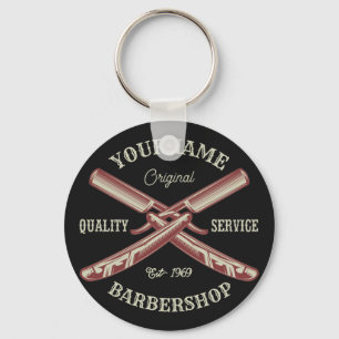 Persoonlijke naam Barber Straight Razor Barbershop Sleutelhanger