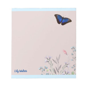 Persoonlijke naam Beauful Blue Morpho Butterfly Notitieblok