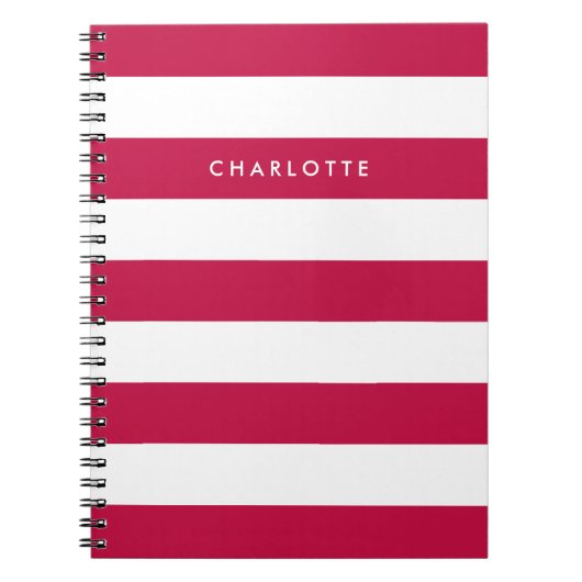 Persoonlijke naam bewerkbare kleur en witte strepe notitieboek (Voorkant)