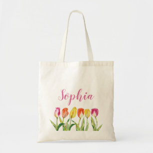 Persoonlijke naam bloem tote bag