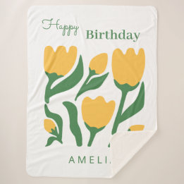 Persoonlijke naam bloemige verjaardags cadeau voor sherpa deken