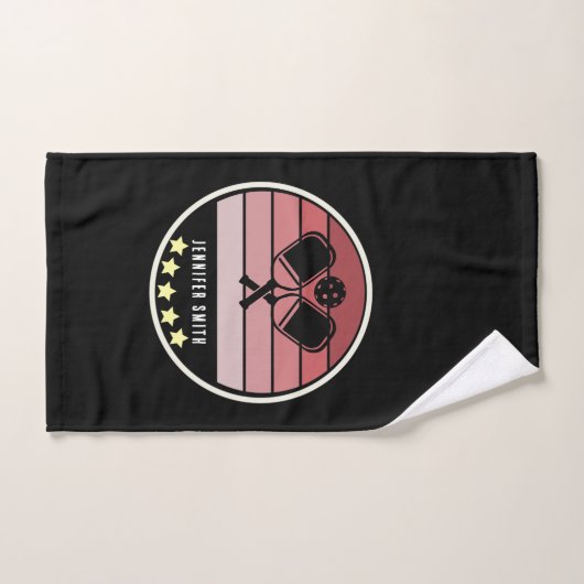 Persoonlijke naam Blush Pickleball Paddle Black Handdoek (Handdoek)