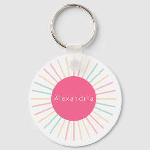 Persoonlijke naam Boho Pink Sleutelhanger