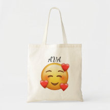 Persoonlijke naam boodschappentas met hartjes Emoj