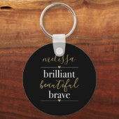 Persoonlijke naam Briljant Mooi Moedig Sleutelhanger (Achterkant)