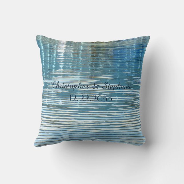 Persoonlijke naam bruiloft Reflection Lake Square Kussen (Achterkant)
