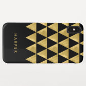 Persoonlijke naam Chic Black Faux Gold-driehoek Case-Mate iPhone Case (Achterkant (horizontaal))
