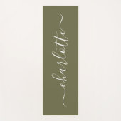 Persoonlijke naam Chic Calligraphy Olive Green Yogamat (Voorkant)