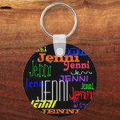 Persoonlijke naam Colorful Collage Sleutelhanger (Achterkant)