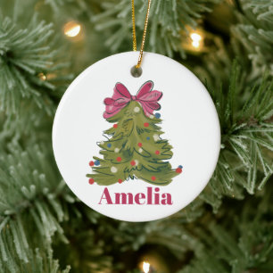 Persoonlijke naam Coquette Kerstboom Meisjesachtig Keramisch Ornament