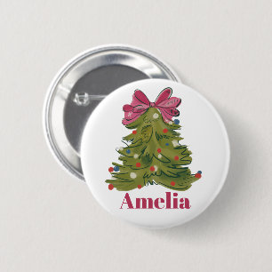Persoonlijke naam Coquette Kerstboom Meisjesachtig Ronde Button 5,7 Cm