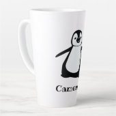 Persoonlijke naam Cute Peeking Penguin Latte Mok (Linkerhoek)