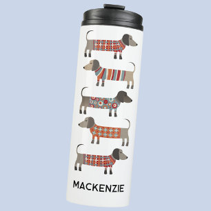 Persoonlijke naam Dachshund Wiener Sausage Dog Thermosbeker