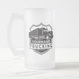 Persoonlijke NAAM die Big Rig Semi Trucker Truckin Matglas Bierpul